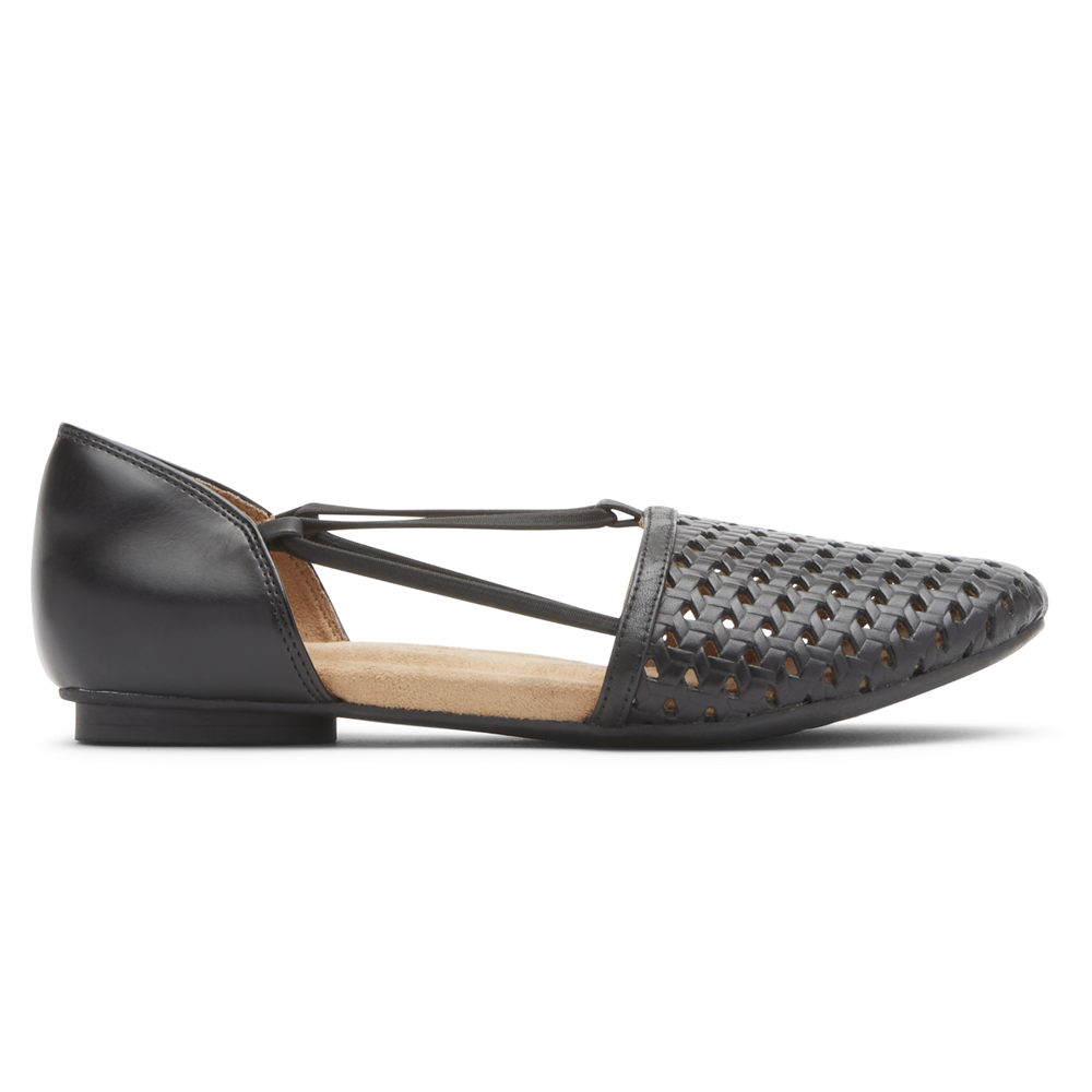 Rockport Singapore Womens Flats - Reagan Perforated Black - RT2058371